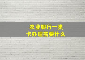 农业银行一类卡办理需要什么