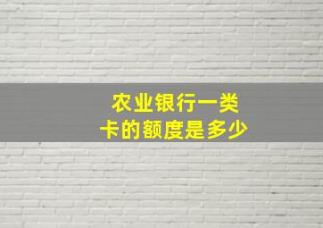 农业银行一类卡的额度是多少