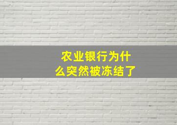 农业银行为什么突然被冻结了