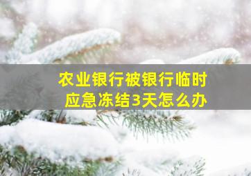 农业银行被银行临时应急冻结3天怎么办