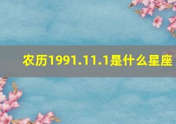 农历1991.11.1是什么星座