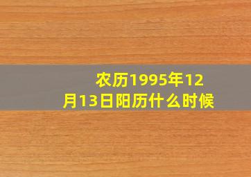 农历1995年12月13日阳历什么时候