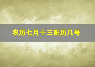 农历七月十三阳历几号