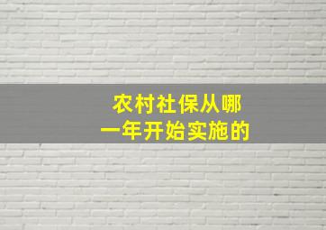 农村社保从哪一年开始实施的