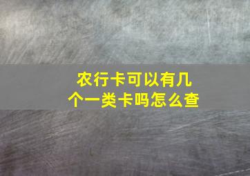 农行卡可以有几个一类卡吗怎么查