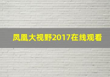 凤凰大视野2017在线观看