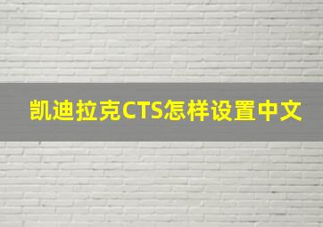 凯迪拉克CTS怎样设置中文