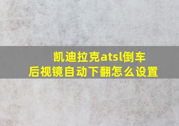 凯迪拉克atsl倒车后视镜自动下翻怎么设置