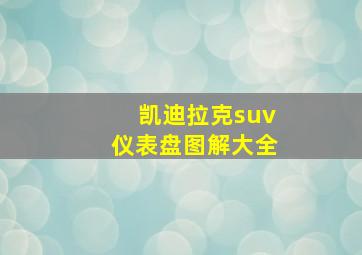 凯迪拉克suv仪表盘图解大全