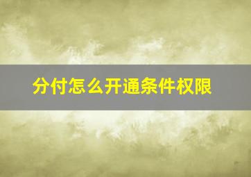 分付怎么开通条件权限