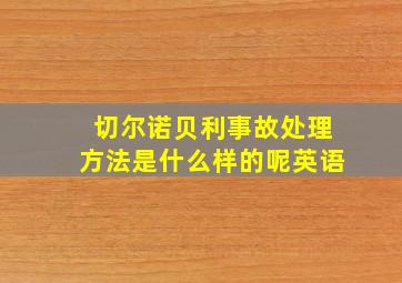 切尔诺贝利事故处理方法是什么样的呢英语