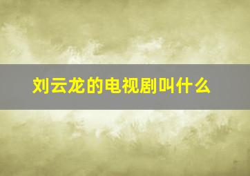 刘云龙的电视剧叫什么