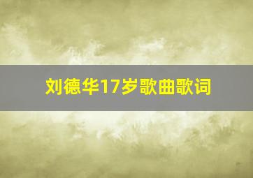 刘德华17岁歌曲歌词