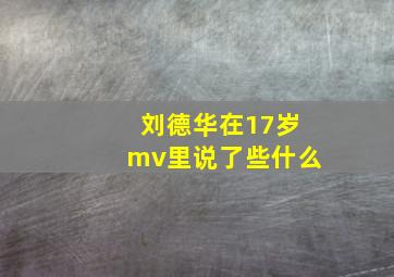 刘德华在17岁mv里说了些什么