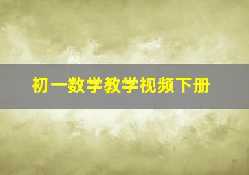 初一数学教学视频下册