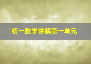 初一数学讲解第一单元