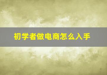 初学者做电商怎么入手