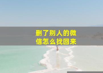 删了别人的微信怎么找回来