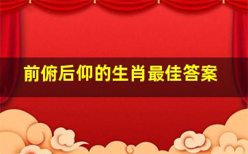 前俯后仰的生肖最佳答案