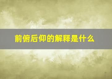 前俯后仰的解释是什么