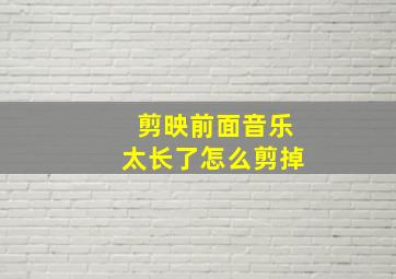 剪映前面音乐太长了怎么剪掉