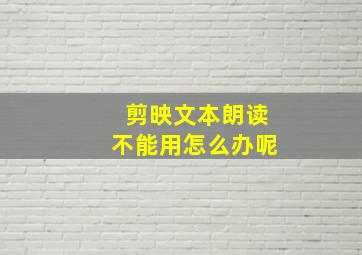 剪映文本朗读不能用怎么办呢