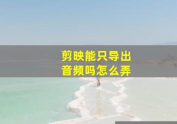 剪映能只导出音频吗怎么弄