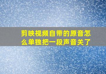 剪映视频自带的原音怎么单独把一段声音关了