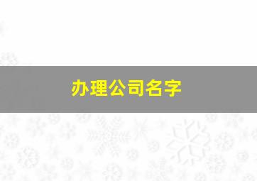 办理公司名字