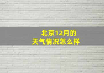 北京12月的天气情况怎么样