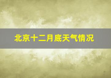 北京十二月底天气情况