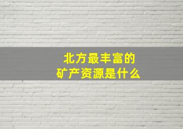 北方最丰富的矿产资源是什么