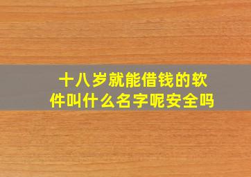 十八岁就能借钱的软件叫什么名字呢安全吗