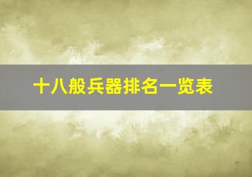 十八般兵器排名一览表