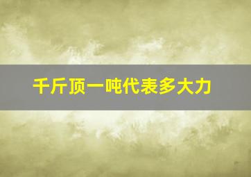 千斤顶一吨代表多大力