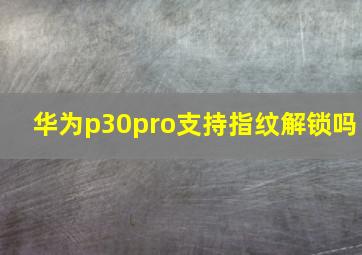 华为p30pro支持指纹解锁吗