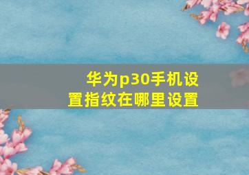 华为p30手机设置指纹在哪里设置