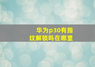 华为p30有指纹解锁吗在哪里