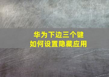 华为下边三个键如何设置隐藏应用