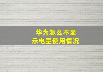 华为怎么不显示电量使用情况