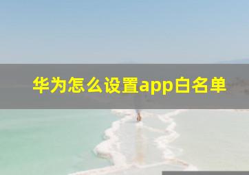 华为怎么设置app白名单