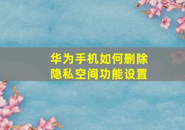 华为手机如何删除隐私空间功能设置