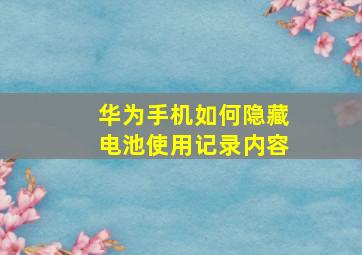 华为手机如何隐藏电池使用记录内容