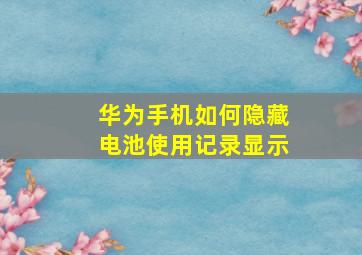 华为手机如何隐藏电池使用记录显示