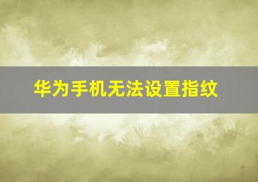 华为手机无法设置指纹