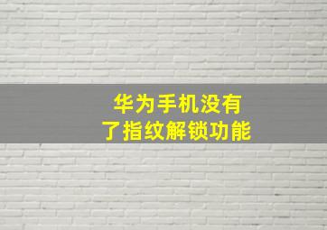 华为手机没有了指纹解锁功能