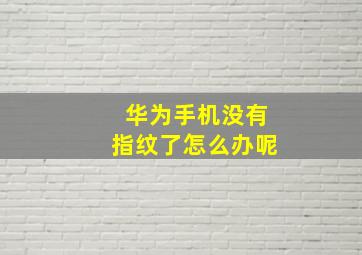 华为手机没有指纹了怎么办呢