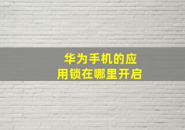 华为手机的应用锁在哪里开启