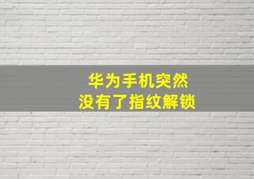 华为手机突然没有了指纹解锁