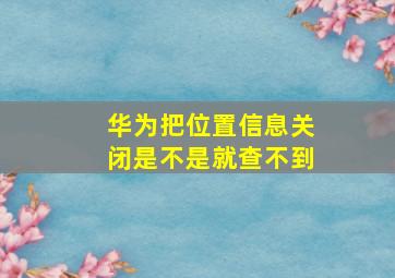 华为把位置信息关闭是不是就查不到